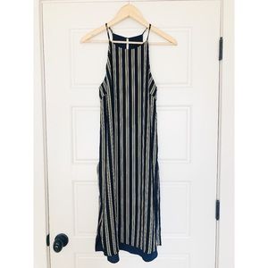 Lush Navy/Gold Striped Midi Dress